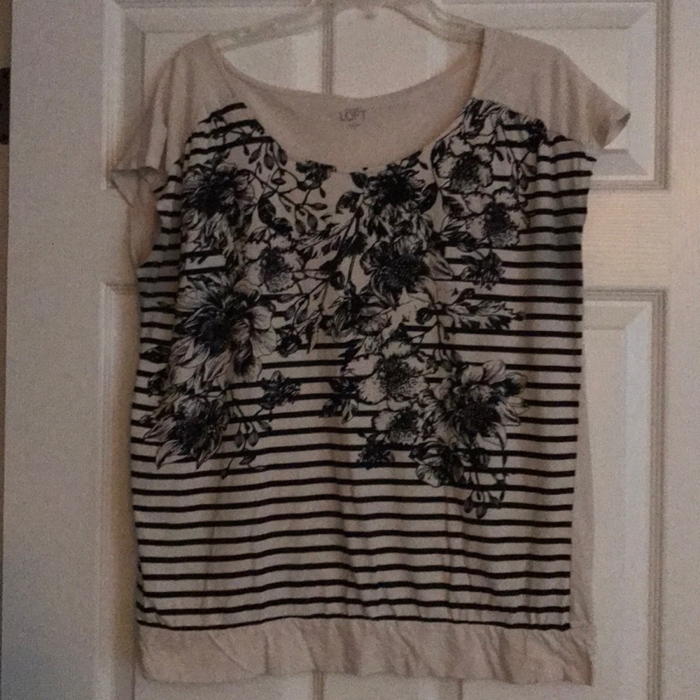 White and black striped top